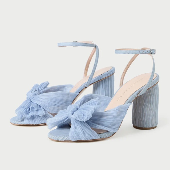 Loeffler Randal Camellia Blue Floral Bow Heel, Size 9B - Picture 5 of 8